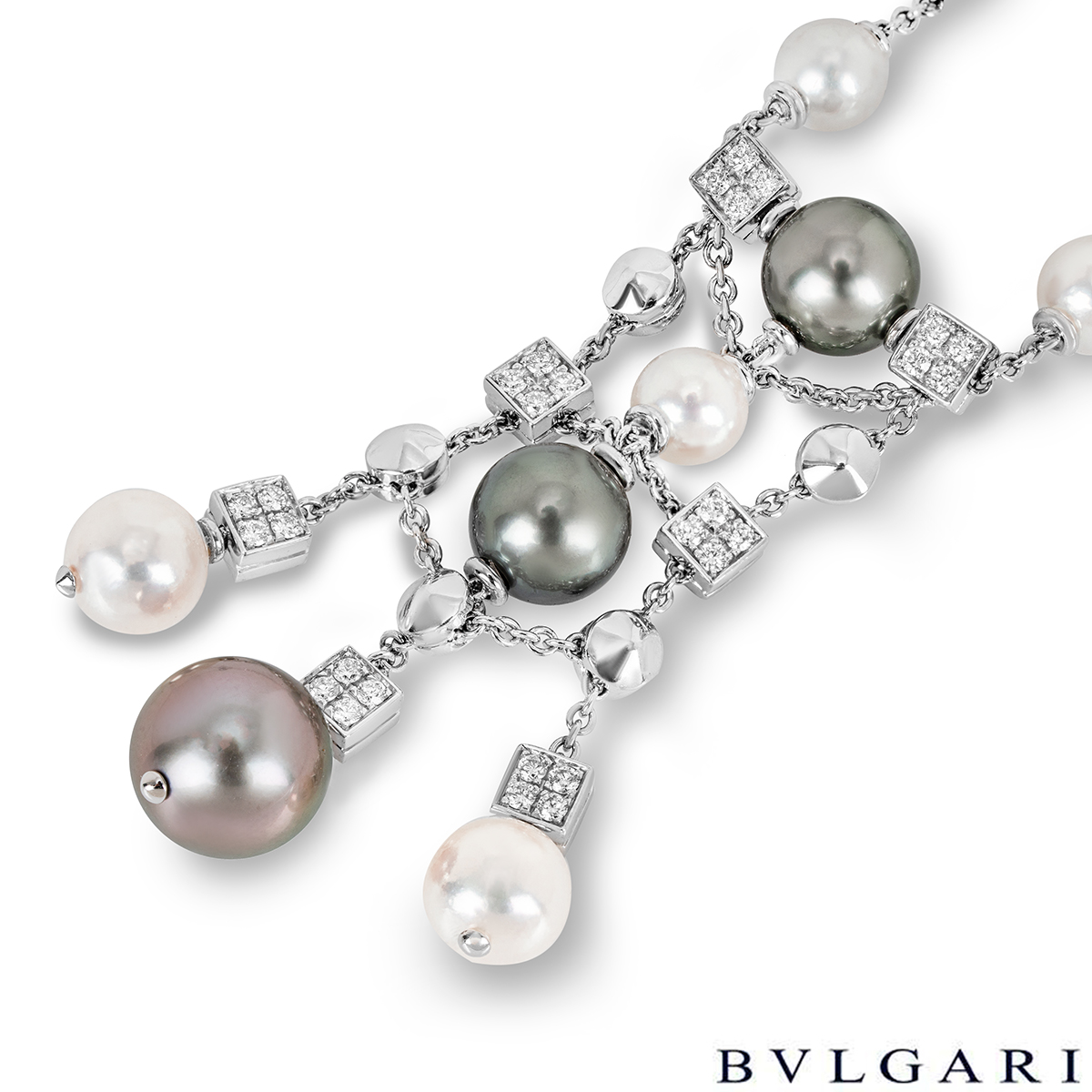 Bvlgari White Gold Pearl & Diamond Lucea Necklace